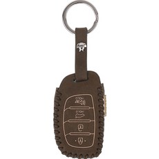 오시에나 뉴세미럭셔리 자동차 가죽 스마트키 키홀더, 카키, 현대C(4버튼)