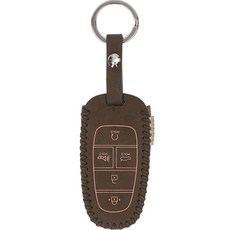 오시에나 뉴세미럭셔리 자동차 가죽 스마트키 키홀더, 카키, 현대F(5버튼)