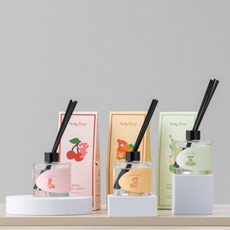 TR테디베어 디퓨저 + 스틱 5p 세트, 만다린 블러썸, 블랙체리, 잉글리쉬 프리지아, 3개, 180ml