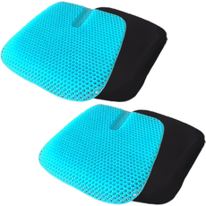 Mona House 涼感矽膠透氣坐墊 2入 + 防滑坐墊套 2入 組, 矽膠蜂巢涼爽坐墊*2+防滑墊*2, 混合顏色