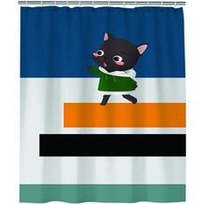 데이소이 타임 옐로우 애니멀 샤워커튼, N77, 1개