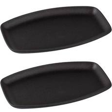 로슬린 캐스트 둥근 직사각 접시, 블랙, 2개