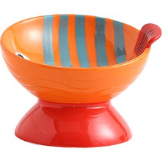 파스텔펫 반려동물 트로피칼피쉬 세라믹 식기, 오렌지, 1개