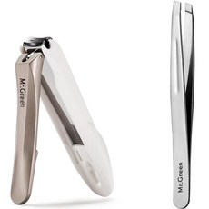 MR.GREEN 指甲剪 + 鑷子套組 MR1218-P, 不鏽鋼, 1個