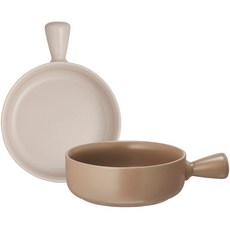 DAMEUM Handy Bowl 附把手碗 2件組, 雪白, 赭黃, 1套