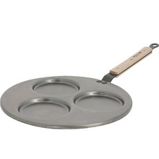 de Buyer 畢耶 適用電磁爐 Mineral B 鐵製木柄3格俄式鬆餅鍋, 270mm, 1個