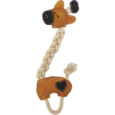DoggyMan 多格漫 狗狗皮革棉繩玩具 長頸鹿, 混色, 1個
