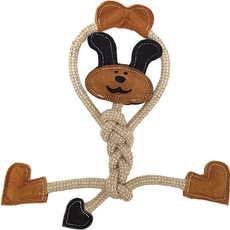 DoggyMan 多格漫 狗狗皮革棉繩玩具 愛心兔子, 混色, 1個