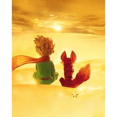 KMELLIE 畫布畫框一體式 3D鑽石畫DIY套組 小王子與沙漠狐狸 圓形 40 x 50 cm, 混合色, 1個