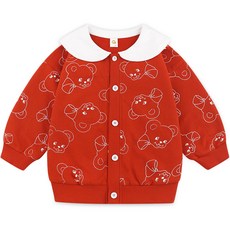 milk mile 童款緞帶小熊圖案海軍領開衫外套