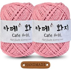 니뜨 카페화지 뜨개실 40g 2p + 라운드 엣지 라벨 세트, 1003 핑크, 1세트