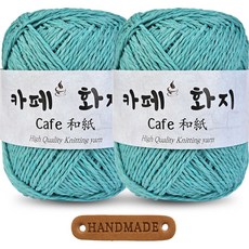 니뜨 카페화지 뜨개실 40g 2p + 라운드 엣지 라벨 세트, 1016 민트, 1세트