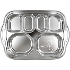 Kitchen-U 白色米菲兔不鏽鋼把手6格餐盤, 混合顏色, 單品, 1個