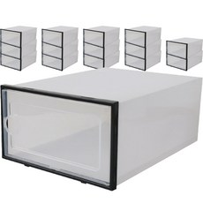 Virtue Nine 橫式鞋子收納盒, 15個, 黑色 + 白色