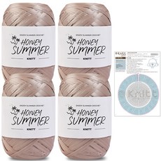 니뜨 허니썸머 뜨개실 50g x 4p + 허니 썸머 리본햇 도안 세트, 03 머드베이지, 1세트