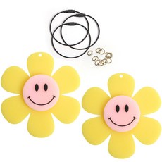브랜드얀 아크릴참 무광 스마일꽃 2p + 와이어링 3p + 오링 10p 세트, 옐로우 + 블랙, 1세트