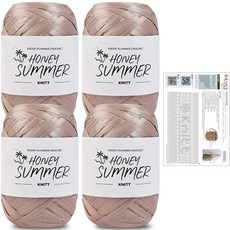 Knitt Honey Summer編織線 50g x 4入 + 毛巾布水桶包織圖套組, 03 泥米色, 1套
