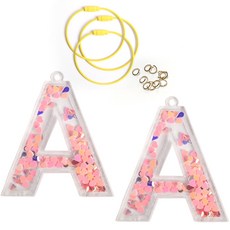 brandyarn 壓克力亮粉吊飾 A 2入 + 鋼絲圈 3入 + O型環 10入 套組, 鋼絲圈(黃色), 1套