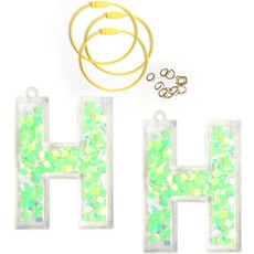 brandyarn 壓克力亮粉吊飾 H 2p + 鋼絲圈 3p + O型環 10p 套組, 鋼絲圈(黃色), 1套