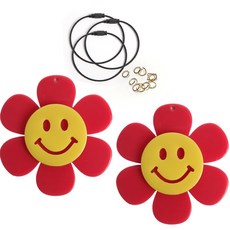 브랜드얀 아크릴참 유광 스마일꽃 2p + 와이어링 3p + 오링 10p 세트, 핫핑크(스마일꽃), 와이어링(블랙), 1세트