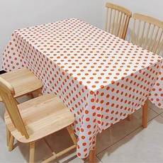 캐치 컬러풀 도트 파티 테이블보 4p, 화이트 오렌지, 137 x 183 cm