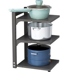 Amelie 廚房煎鍋鍋具收納架支架 AMBK02, 黑色, 3層