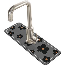 데이소이 블랙 플라워 수도꼭지 매트 14 x 60 cm, 1개, 03 그레이