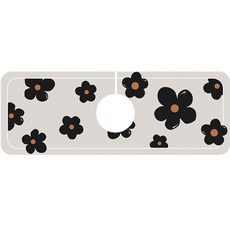 Deisoy 黑色花朵水龍頭墊 13.8 x 38 cm, 01 白銀色, 1個