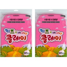 키즈 클레이 2p, 분홍, 500g, 1세트