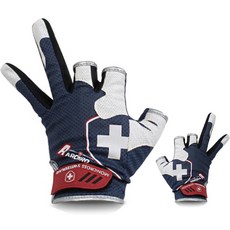 MONCROSS SWITZERLAND 三指切釣魚手套 左右一組 GC-301NW, 海軍藍 + 白色, 1套