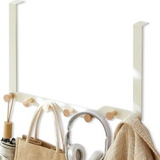 ReadyBox 空間利用 木質門掛 門上掛勾 掛鉤 7鉤 30cm, 白色