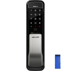 솔리티 무타공 푸시풀 손잡이 있음 도어락 + 근거리용 블루투스 모듈 세트, WP-501, 고객직접설치