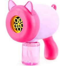 快樂小豬貓大型自動泡泡槍+專用液體組, 粉紅色