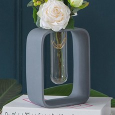 晨光香氣 玻璃圓柱室內設計花瓶, 灰色