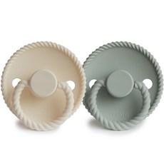 FRIGG Rope 安撫奶嘴 S2 2件組, 1套, 鼠尾草綠, 奶油白, 6~18個月