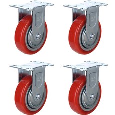 T-REX CASTER 固定腳輪 聚氨酯 紅色, 4個