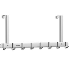 ReadyBox 高級免鑽孔304不鏽鋼8勾門後掛勾, 銀色, 1個