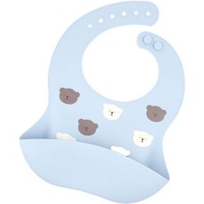 Le Meilleur 矽膠防水圍兜, 藍底熊熊款, 1個, 1個