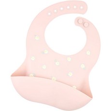 르메이어 실리콘 방수 턱받이, 핑크플라워, 1개입, 1개