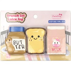 ParisDog 狗狗早午餐乳膠玩具3件組, 混合色, 1套