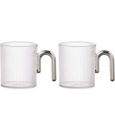 THE ZAKKA 簡約圓弧把手透明漱口杯, 2個, 白色