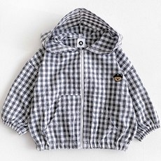 adorebebe 兒童小熊格紋防風衣