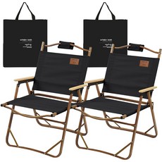 어반러쉬 캠핑 원폴딩 로우 플랫 체어, 블랙, 2개