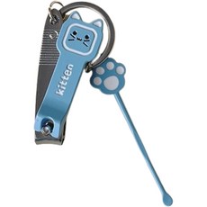 可愛指甲剪 + 挖耳棒套組 藍色貓咪, 混色, 1套