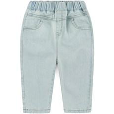 milk mile 童款可愛標籤刺繡休閒寬鬆牛仔褲