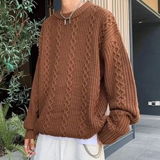 맨즈건 남성용 빌리드 라운드넥 니트 스웨터 00096