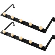 Mabel In Home 簡易安裝 免鑽孔 原木 門後掛架 掛鉤, 黑色, 2個