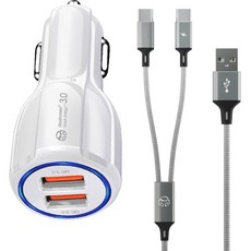 DGG 車用點菸器35W+Type C雙線快充線120cm組, D21-0809, 白色
