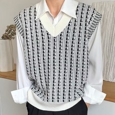 Menzgun 男士羊毛感條紋針織背心 00072