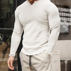 MENSGUN 男士肌肉線條羅紋針織長袖T恤 00090